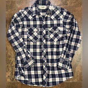 Vintage Lee Western Pearl Snap Flannel Shirt Union USA